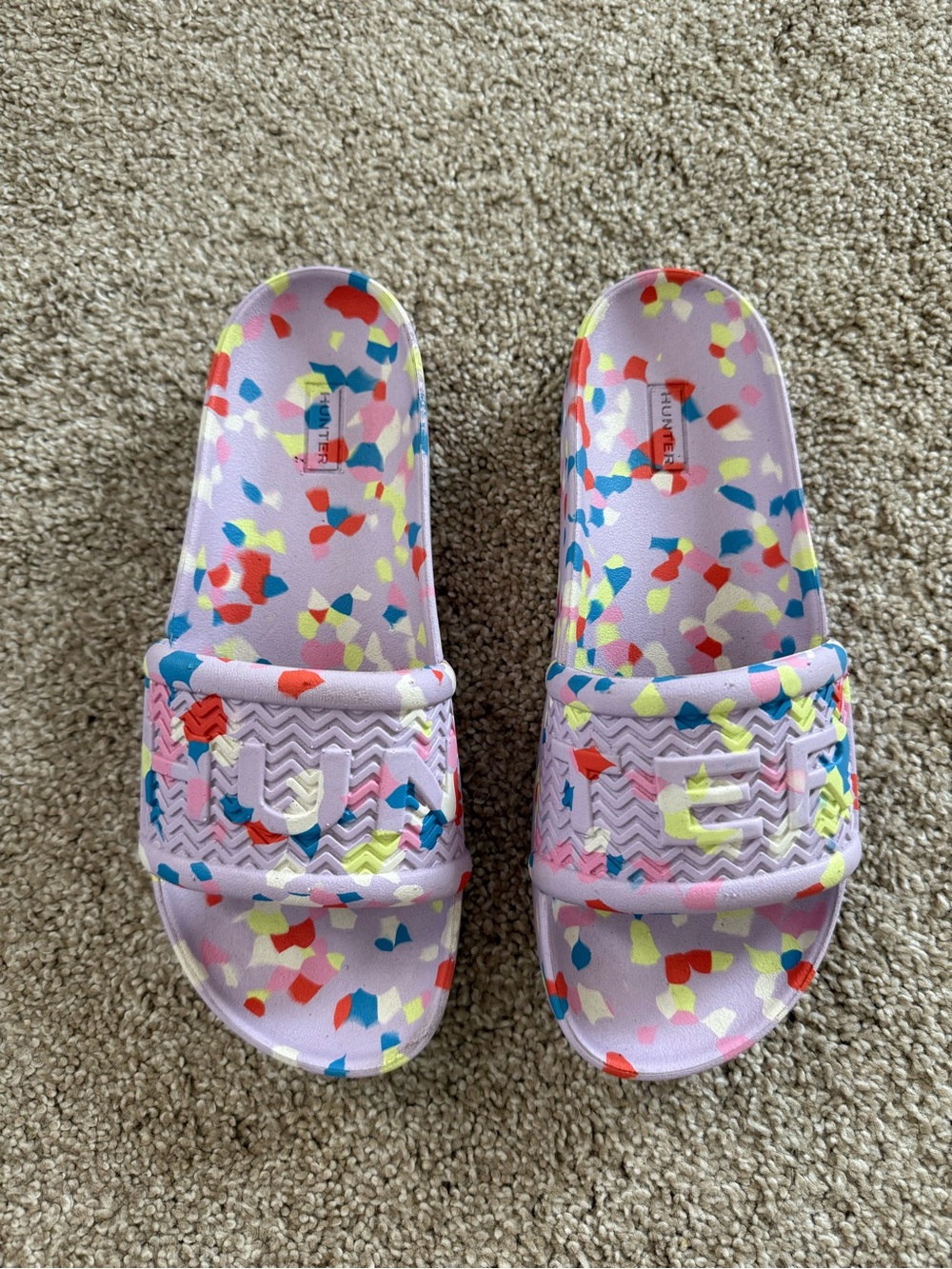 Hunter Purple Confetti Slide Sandals Size W7 / UK5
